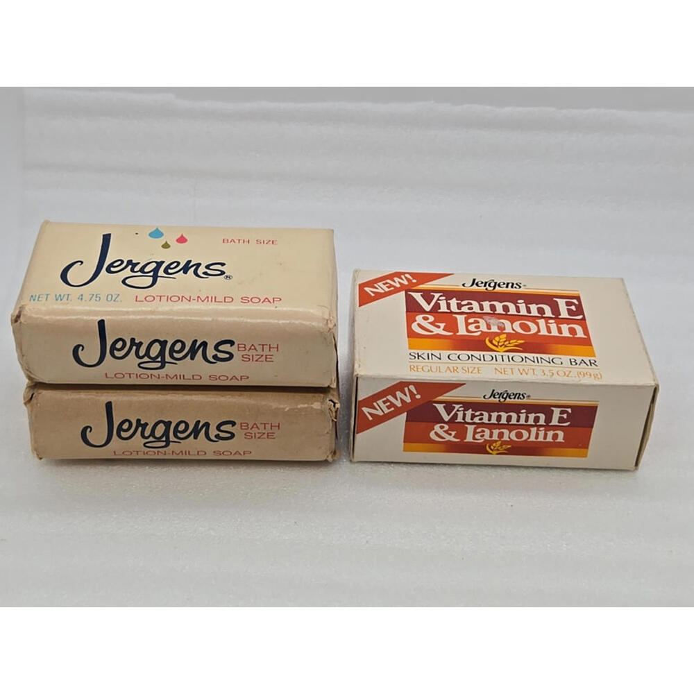 Lot of 3 Vintage Jergens Bath Size Lotion Mild & Reg Size Vitamin E & Lanolin